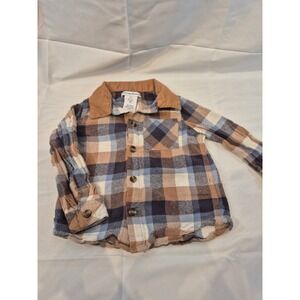 Tommy Bahama Kids Plaid Shirt Button Down Corduroy Collar Long Sleeve Size 2T
